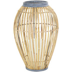 DecMode 16" Handmade Open Frame Brown Bamboo Vase with Blue Metal Accents - SJB-DIAMOND ELITES