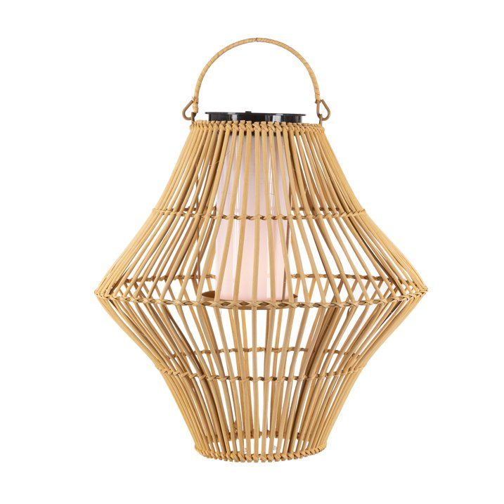 Gerson 13.8-Inch Diameter Hanging Solar Operated Flame Effect Bamboo Pendant Light - SJB-DIAMOND ELITES