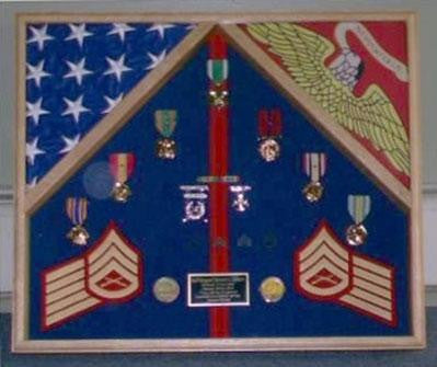 Flag Connections Marine Corps, 2 Flag Shadow Box Display Case - Oak The Military Gift Store