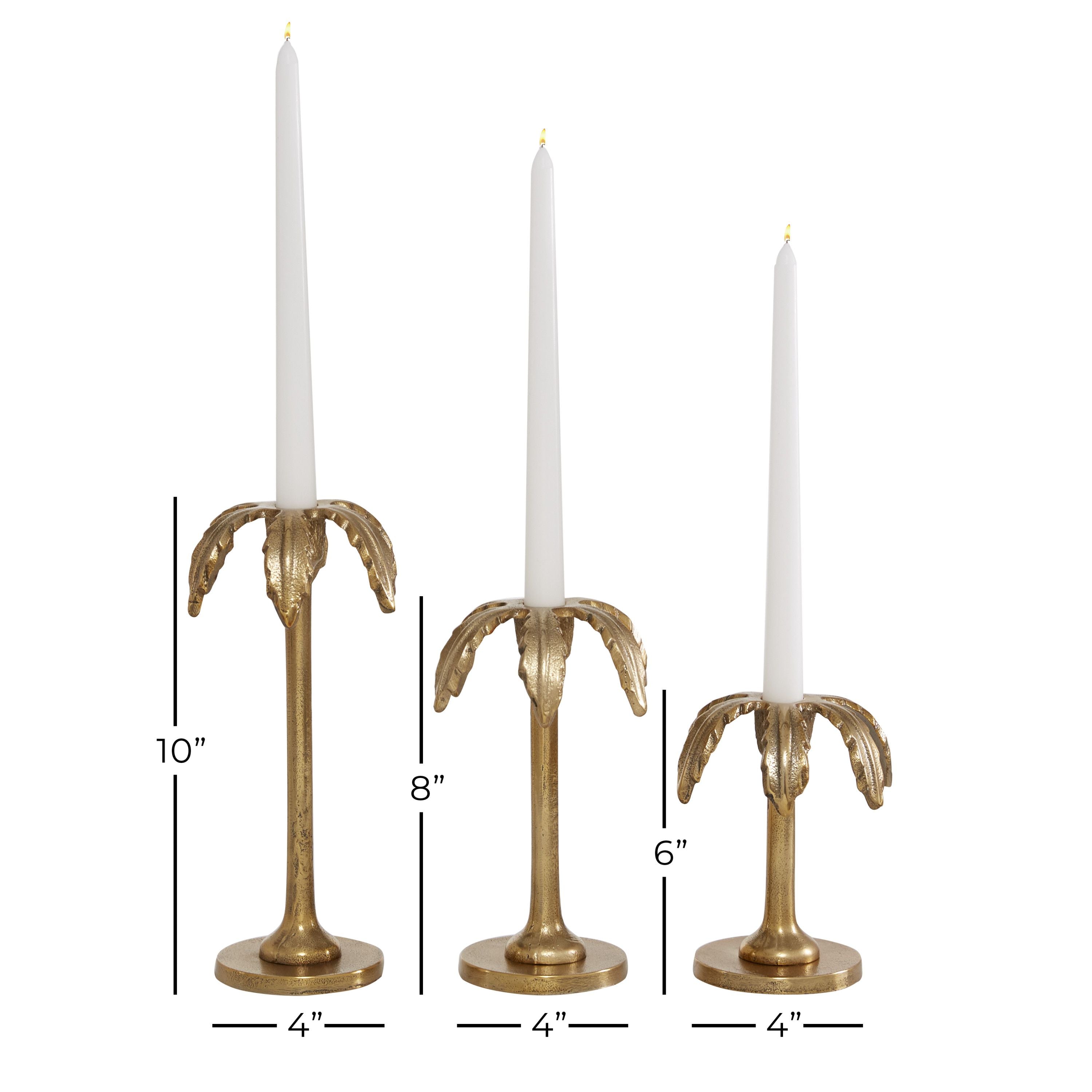 DecMode 3 Candle Gold Aluminum Candle Holder, Set of 3 - SJB-DIAMOND ELITES