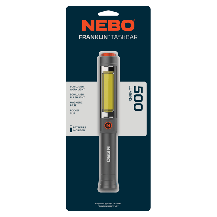 NEBO Franklin Swivel Taskbar 500 Lumen COB Work Light and Flashlight with 7 Light Modes, Great for Emergencies and Signaling, Grey - SJB-DIAMOND ELITES