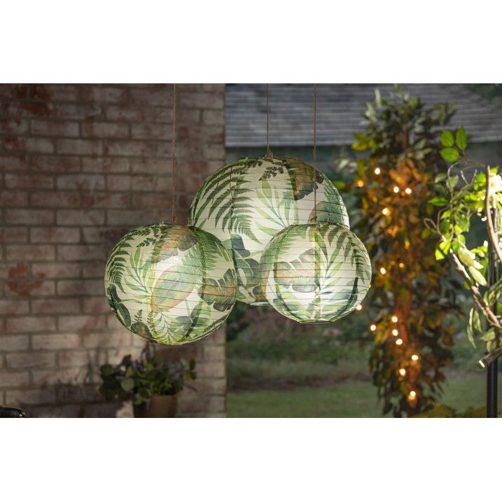 Gerson Set of Six Assorted Paper Tropical Plant Pattern Lanterns with Built in LED Light - SJB-DIAMOND ELITES