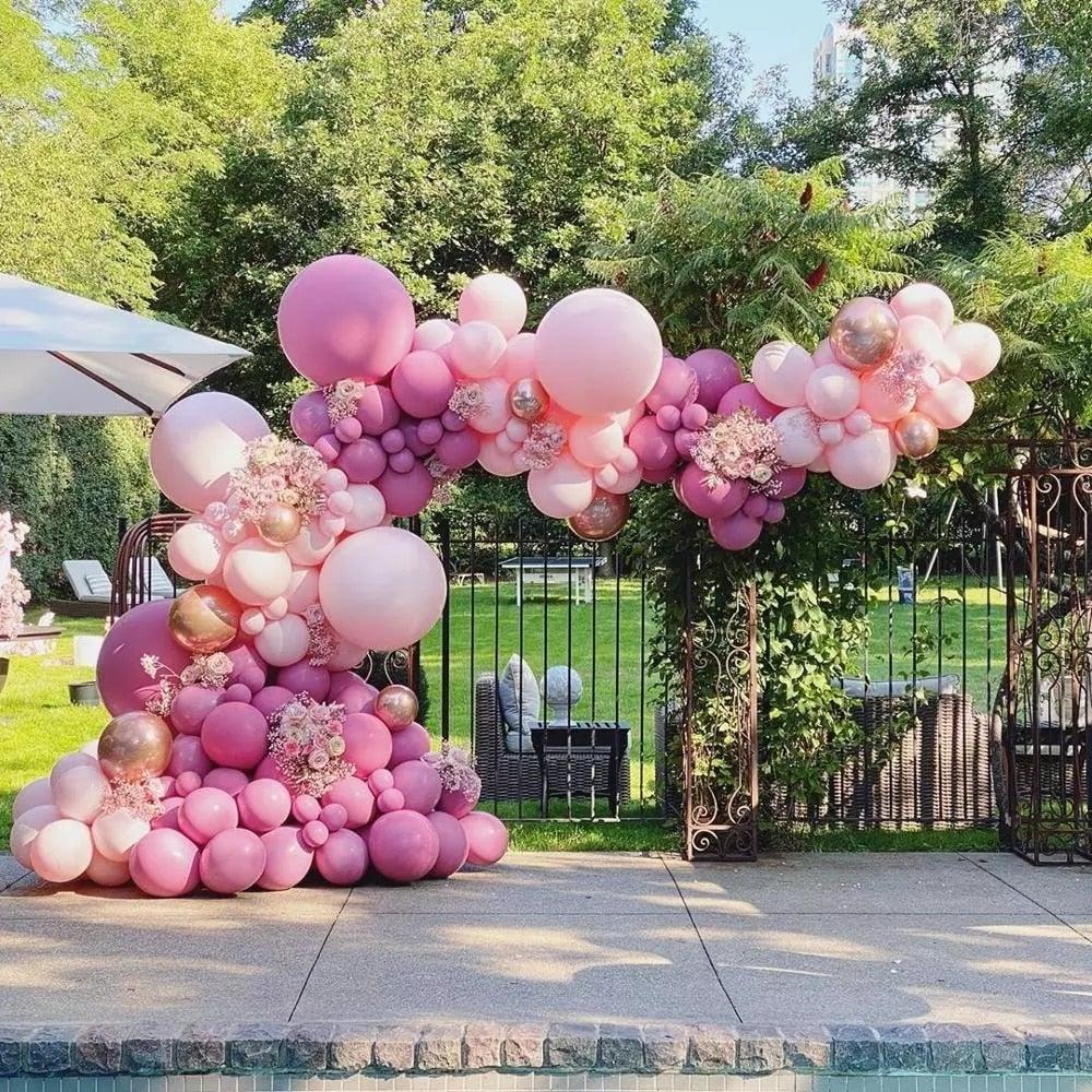 119 Pcs Peach Pink  Rose Gold Latex Balloons For Wedding Birthday Valentine's Day Party Decorations Office Parties Baby Showers Girl Birthday Party Ballon Decoration IN Modern Style Stevvex