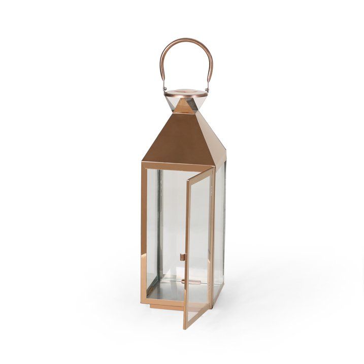 Noble House Tulsa 22" Modern Outdoor Stainless Steel Lantern in Rose Gold - SJB-DIAMOND ELITES
