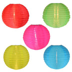 Set of 5 Multi-Color Chinese Lantern Garden Patio Lights - White Wire - SJB-DIAMOND ELITES