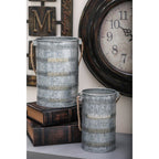 DecMode 12", 10"H Coastal Lantern, Gray, 2 - Pieces - SJB-DIAMOND ELITES