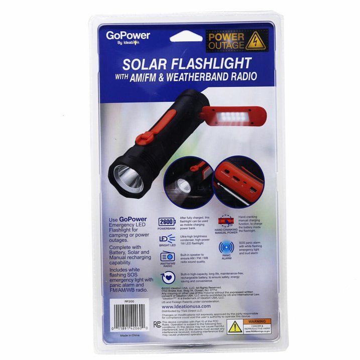 GoPower Emergency Solar LED Flashlight with AM/FM/Weather Band Radio - SJB-DIAMOND ELITES