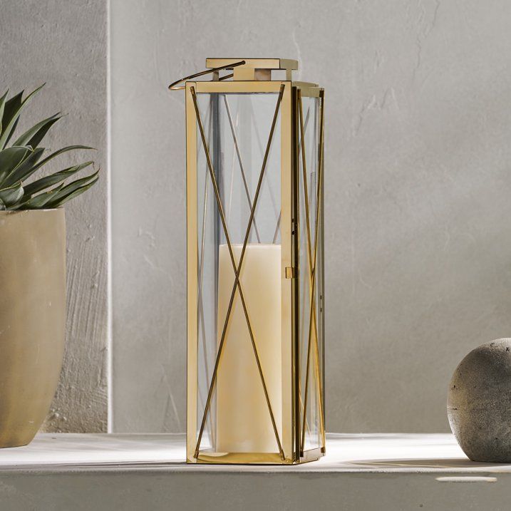 Demijen Stainless Steel 22" Lantern, Gold - SJB-DIAMOND ELITES
