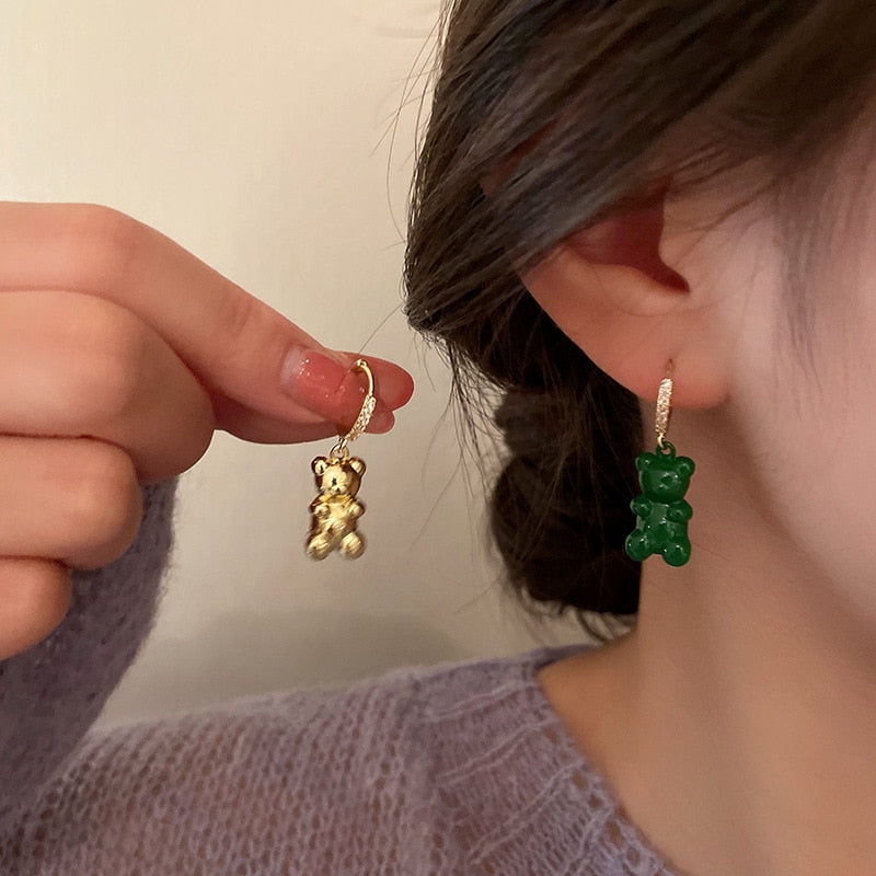 Cute Acrylic Gummy Bear Dangle Earrings Pi-Mart
