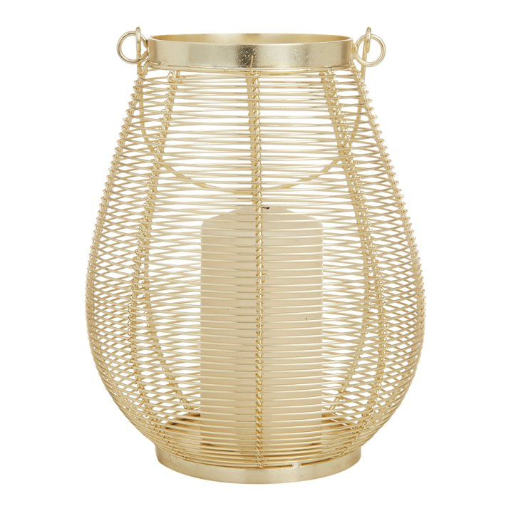 DecMode Gold Metal Decorative Candle Lantern with Thin Metal Handle - SJB-DIAMOND ELITES