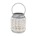 DecMode 8"W, 10"H Coastal Stoneware Lantern, White, 1 - Piece - SJB-DIAMOND ELITES
