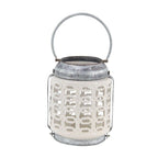 DecMode 8"W, 10"H Coastal Stoneware Lantern, White, 1 - Piece - SJB-DIAMOND ELITES