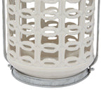 DecMode 8"W, 10"H Coastal Stoneware Lantern, White, 1 - Piece - SJB-DIAMOND ELITES