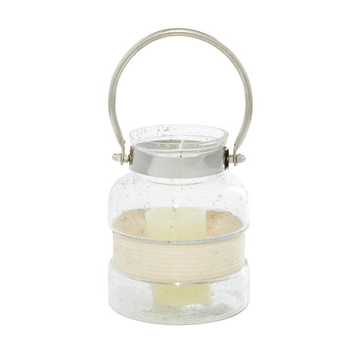 The Novogratz Clear Glass Decorative Candle Lantern with Curved Handle - SJB-DIAMOND ELITES