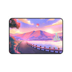 Sunset Lakeside Desk Mat — Pastel Scenic Mouse Pad with Sailboat Lootquake LLC