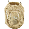 DecMode Brown Paper Handmade Decorative Candle Lantern with Glass Holder and Handle - SJB-DIAMOND ELITES