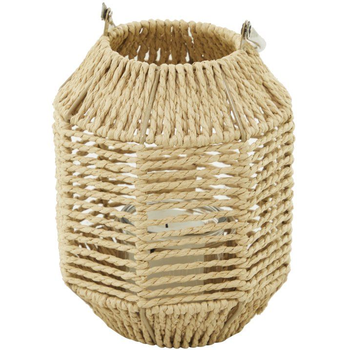 DecMode Brown Paper Handmade Decorative Candle Lantern with Glass Holder and Handle - SJB-DIAMOND ELITES