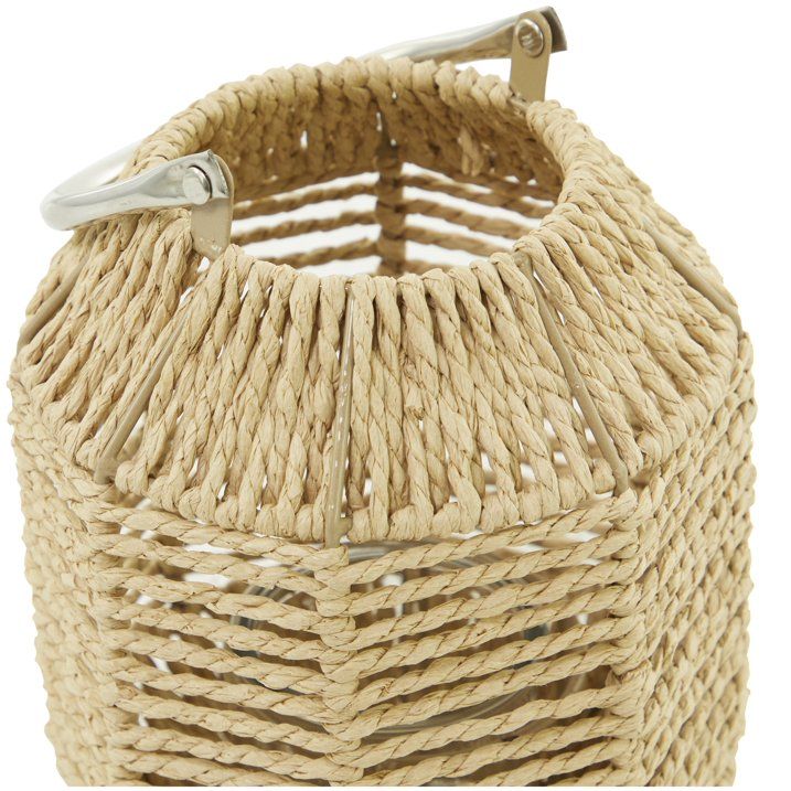DecMode Brown Paper Handmade Decorative Candle Lantern with Glass Holder and Handle - SJB-DIAMOND ELITES