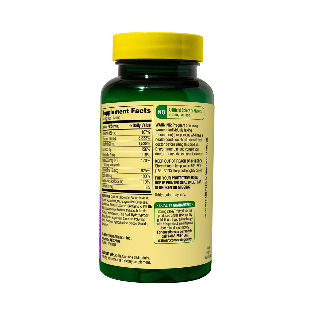 Spring Valley Super Vitamin B-Complex Tablets Dietary Supplement; 100 Count