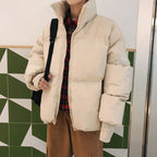 Solid Color Couple Loose Student Cotton Jacket