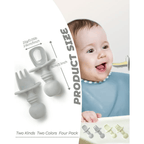 4 Pcs Baby Spoons Self Feeding 6 Months, Silicone Baby Spoons First Stage and Baby Fork, Toddler Utensils for Baby Led Weaning with 2 Cases (Green, Grey) EasyOptionXY LLC