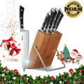 Kitchen Knife Set, 6-Piece Knife Set with Wooden Block, Super Sharp, Handle High Carbon Stainless Steel Cutlery Knife Block Set, Dishwasher Safe, Paring - SJB-DIAMOND ELITES