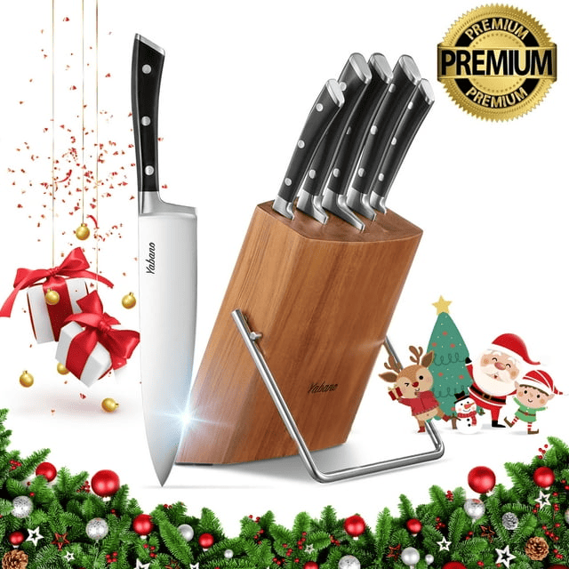 Kitchen Knife Set, 6-Piece Knife Set with Wooden Block, Super Sharp, Handle High Carbon Stainless Steel Cutlery Knife Block Set, Dishwasher Safe, Paring - SJB-DIAMOND ELITES