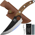 XYJ FULL TANG 6 Inch Kitchen Chef Knife High Carbon Steel Slicing Cleavers, Boning Knife Chef Fishing Knives For Camping Kitchen or Outdoor BBQ Butcher Knife With Carrying Leather Sheath - SJB-DIAMOND ELITES