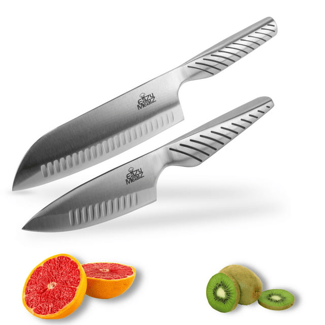 EaZy MealZ 2-Piece Knife Set 7-inch Santoku Knife and 4-inch Chef's Knife, Super Sharp Stainless Steel - SJB-DIAMOND ELITES