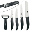 Rirool 5 Pcs Ceramic Knife Set, Professional Home Kitchen Knife with Covers, 6" Chef Knife, 5" Utility Knife, 4" Fruit Knife, 3" Paring Knife and a Peeler - SJB-DIAMOND ELITES