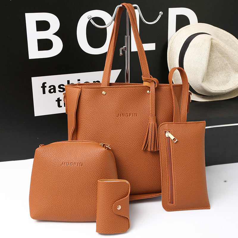 Women Bag Set Top-Handle Big Capacity Female Tassel Handbag Fashion Shoulder Bag Ladies PU Leather Crossbody Bag bolsas feminin Pi-Mart