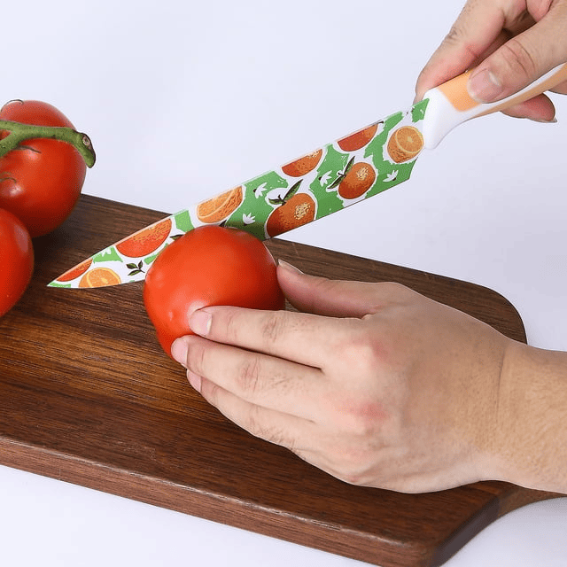 UPTRUST Knife Set, 10-piece Kitchen Knife Set Nonstick Coated with 5 Blade Guard, Multicolored Fruit Knives, Perfect as Kitchen Gifts - SJB-DIAMOND ELITES