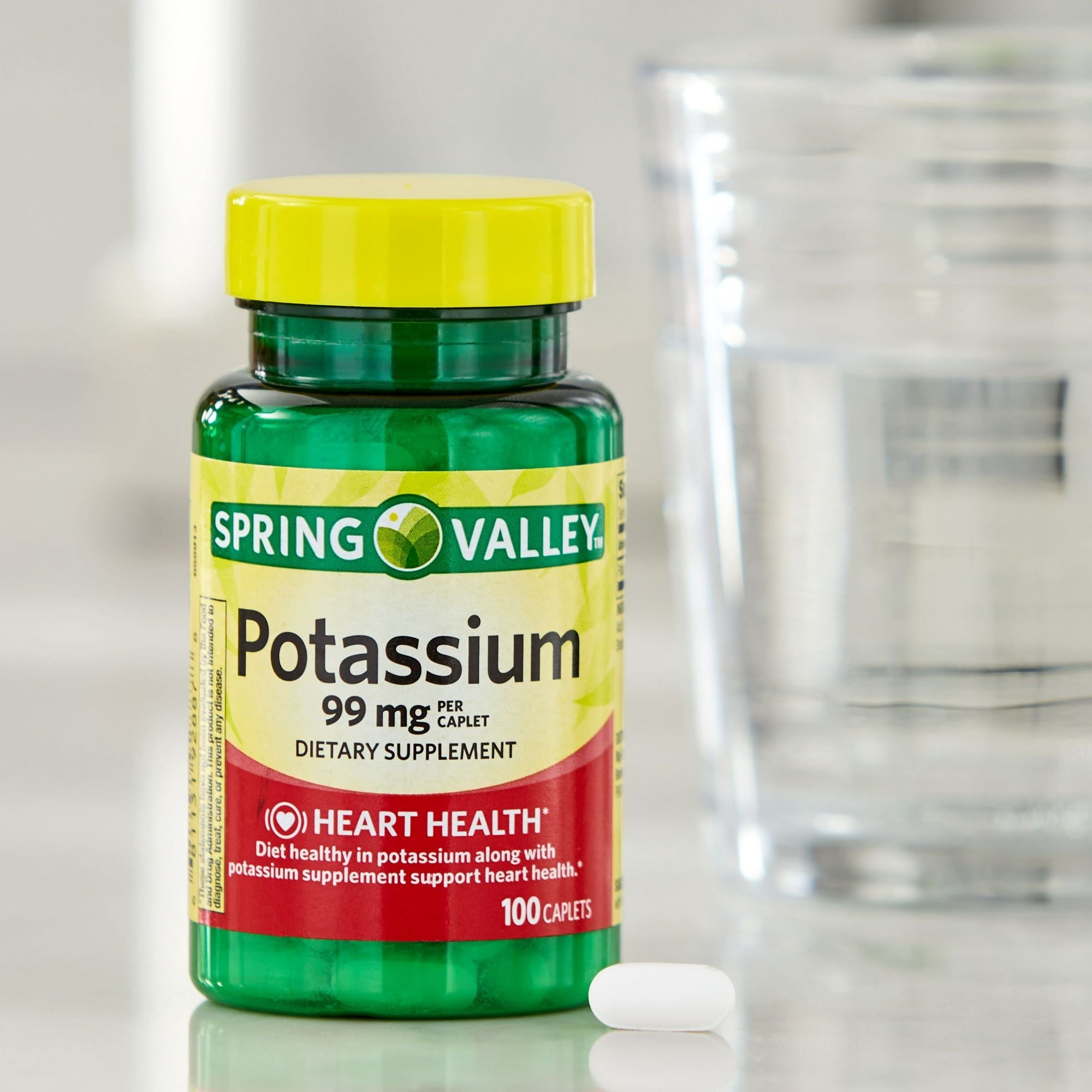 Spring Valley Potassium Caplets Dietary Supplement; 99 mg; 100 Count
