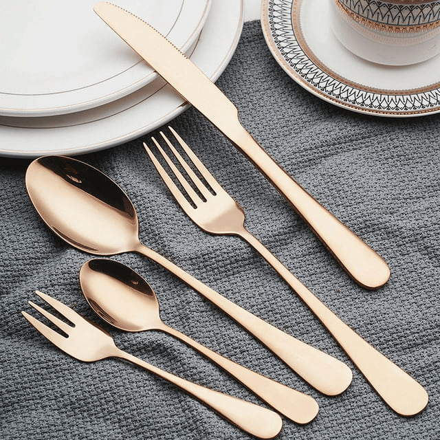 Silverware Set, AOMOTA 30 Piece Stainless Steel Flatware Silverware Set with Premium Gift box, Include Knife/Fork/Spoon/Teaspoon Service for 6, Mirror Finish, Smooth Edge - SJB-DIAMOND ELITES