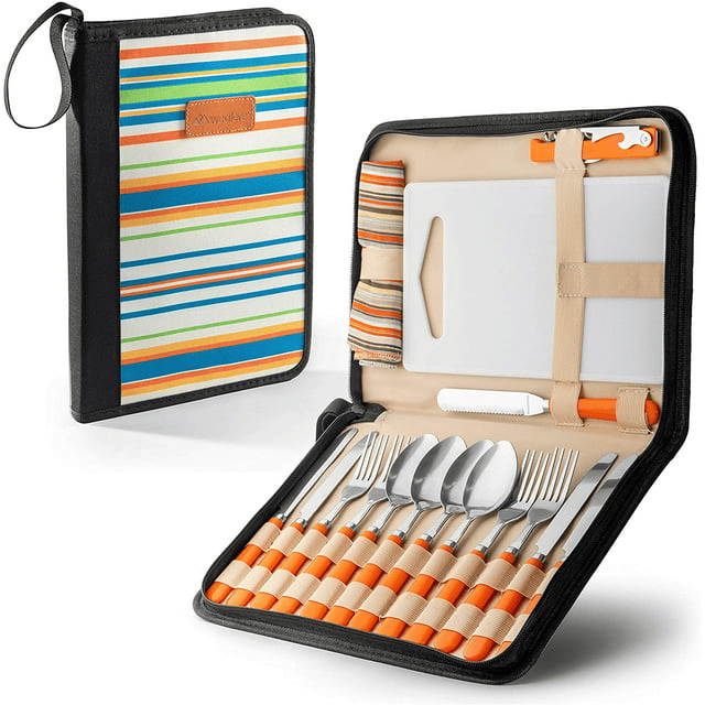 Camping Silverware Kit Cutlery Organizer Utensil Picnic Set - 12 Piece Mess Kit for 2 - Camp Kitchen BBQ's - SJB-DIAMOND ELITES