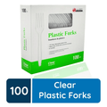Clear Plastic Forks, 100 Count: Disposable Utensils and Cutlery, Great for Parties, Office & School - SJB-DIAMOND ELITES