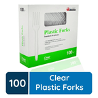 Clear Plastic Forks, 100 Count: Disposable Utensils and Cutlery, Great for Parties, Office & School - SJB-DIAMOND ELITES