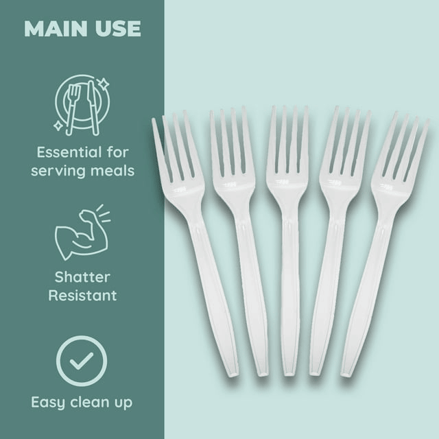 Clear Plastic Forks, 100 Count: Disposable Utensils and Cutlery, Great for Parties, Office & School - SJB-DIAMOND ELITES