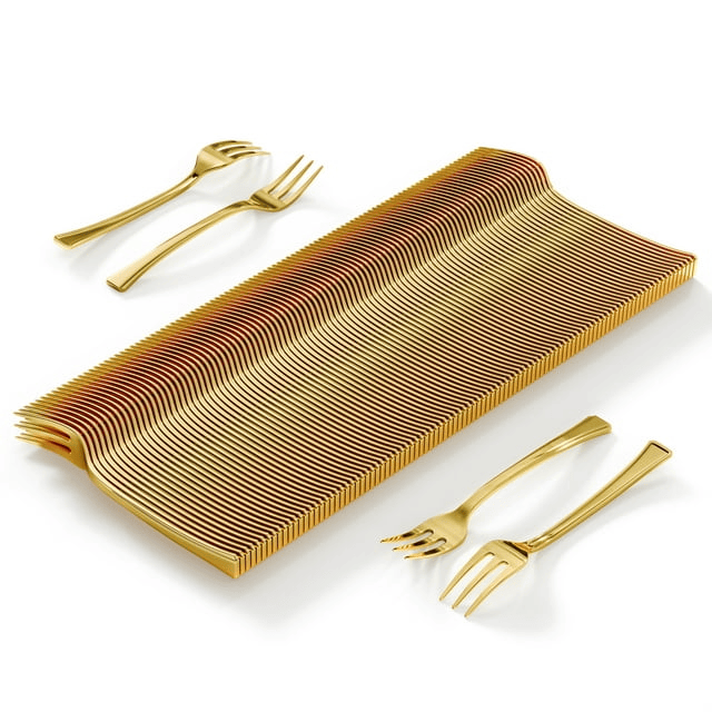 Mini Forks For Desserts - Bulk Pack Of 100 Mini Gold Dessert Forks - SJB-DIAMOND ELITES