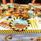 Serves 24 Under Construction Theme Party Supplies Decoration for Kids Birthday, Disposable Paper Plates, Napkins, Cups & Cutlery - SJB-DIAMOND ELITES
