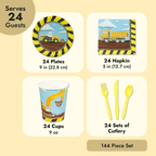 Serves 24 Under Construction Theme Party Supplies Decoration for Kids Birthday, Disposable Paper Plates, Napkins, Cups & Cutlery - SJB-DIAMOND ELITES