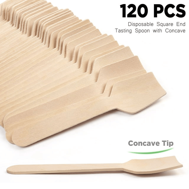 LotFancy 120Pcs Mini Wooden Spoons, 3.75" Disposable Tasting Sampling Spoon,Wood - SJB-DIAMOND ELITES