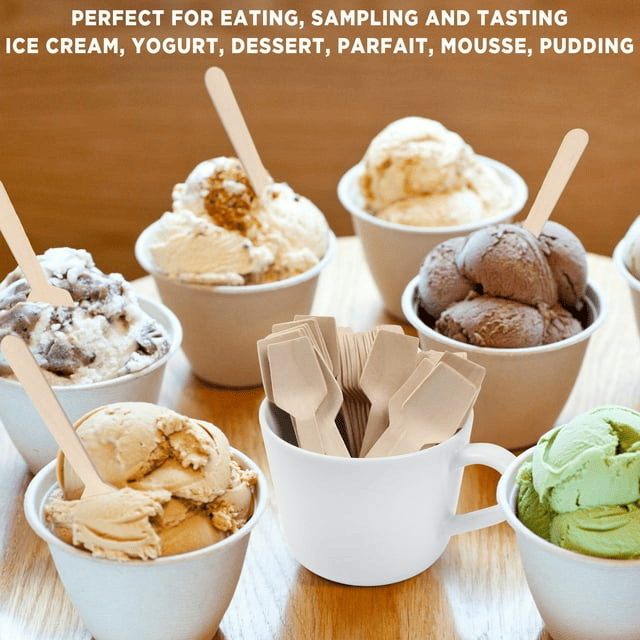 LotFancy 120Pcs Mini Wooden Spoons, 3.75" Disposable Tasting Sampling Spoon,Wood - SJB-DIAMOND ELITES