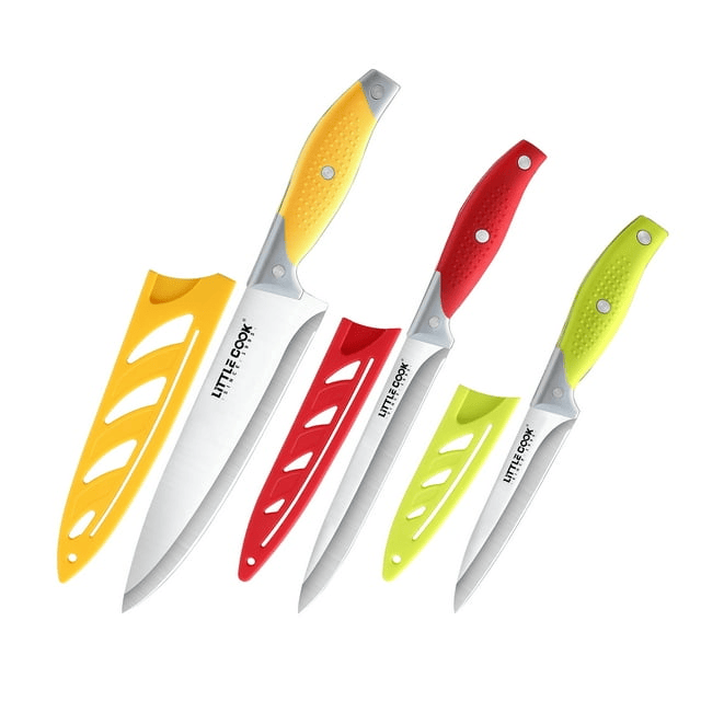 Little Cook Chef Knife Set, 3PCS Kitchen Knife, Multicolor Stainless Steel Sharp Chef Knife Set, 8 Inch Chef's Knife, 5 Inch Utility Knife, 3.5 Inch Paring Knife (3Pack, Yellow, Red, Green) - SJB-DIAMOND ELITES