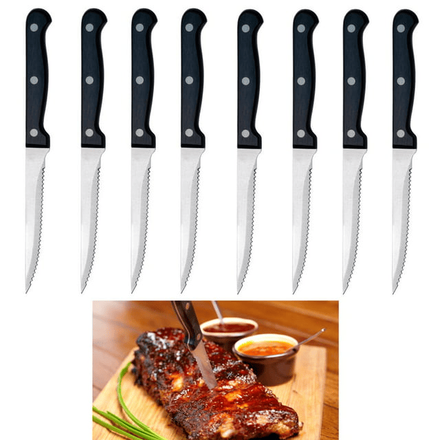 8 Steak Knife Set Serrated Edge Steel Utility Knives Steakhouse Cutlery Utensil - SJB-DIAMOND ELITES