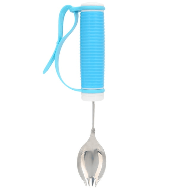 Ccdes Easy Grip Handicap Spoon Fork,Fork Eating Aid NonSlip Adjustable Strap 2 In 1 Spoon For Parkinson MS Hand Tremors,Eating Aids Utensils - SJB-DIAMOND ELITES