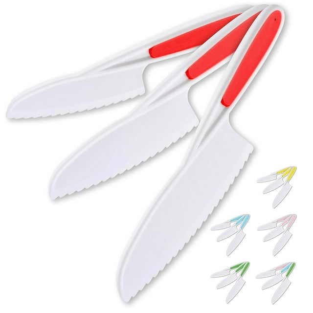 Zulay Kitchen Kids Knife Set 3-Piece for Cooking Cutting Fruits Veggies & Cake Starter Knife Red - SJB-DIAMOND ELITES