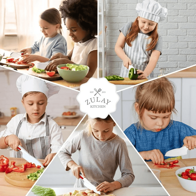Zulay Kitchen Kids Knife Set 3-Piece for Cooking Cutting Fruits Veggies & Cake Starter Knife Red - SJB-DIAMOND ELITES