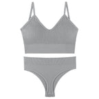 Women Seamless Bra Top Fitness Swimwear Push Up Exercise Bikini For Women 2 Pieces Ribbed Seamless Yoga Bikini Sets Sports Bra And Underwear Set 2 Piece High Waist Summer Bikini Stevvex