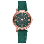 Womens Watches Bracelet Set Starry Sky Ladies Watch Casual Leather Student Quartz Wristwatch Luxury Fashion Minimalist Leather Strap Dress Analogue Quartz Round Elegant Watch